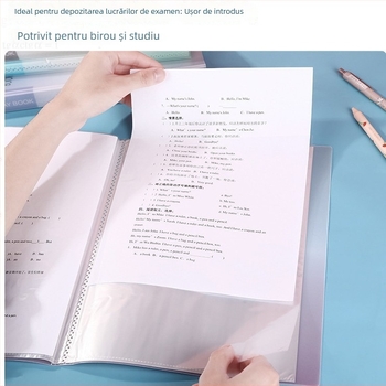Mapă A4 cu gradient de culoare și inserții transparente în mai multe straturi pentru documente și lucrări ale elevilor
