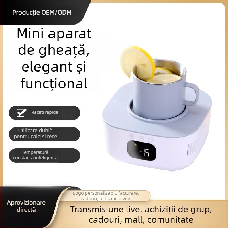 Ceașcă cu răcire rapidă – mini mașină de gheață pentru birou și cămin, pentru băuturi reci și calde
