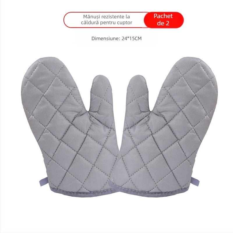 Mănuși din bumbac cu izolație termică pentru cuptor și cuptor cu microunde, pentru coacere, culoare argintiu