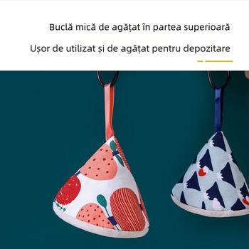Capac triunghiular anticaldură în stil japonez, protecții pentru mânere și mănuși termice de bucătărie pentru oale emailate și fontă
