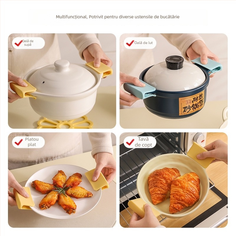 Set de protecție pentru mânere din silicon, anti-arși, izolație termică pentru oale din fontă, include pernuțe pentru mâini, mânere și mănuși rezistente la temperaturi înalte