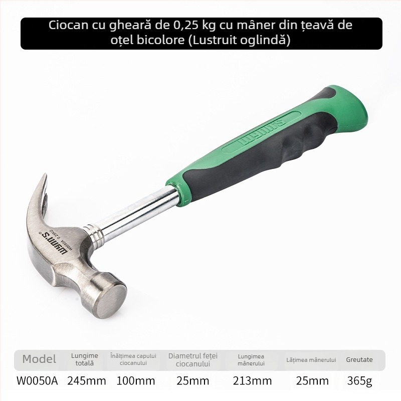 Power Lion Wynn’s ciocan industrial cu gheare, mic pentru tâmplă de casă, cu extractor integrat de cui, cap din oțel