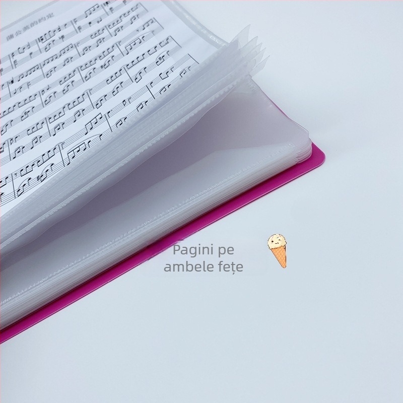 Mapă A4 pentru partituri de pian și chitară, dosar studențesc multifuncțional pentru partituri, reglabil, foi detașabile, două fețe
