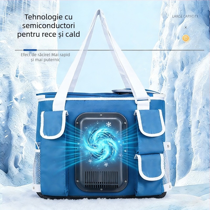 Frigider auto cu răcire pe bază de semiconductori, geantă termoizolantă impermeabilă, ideal pentru camping și livrări în mașină