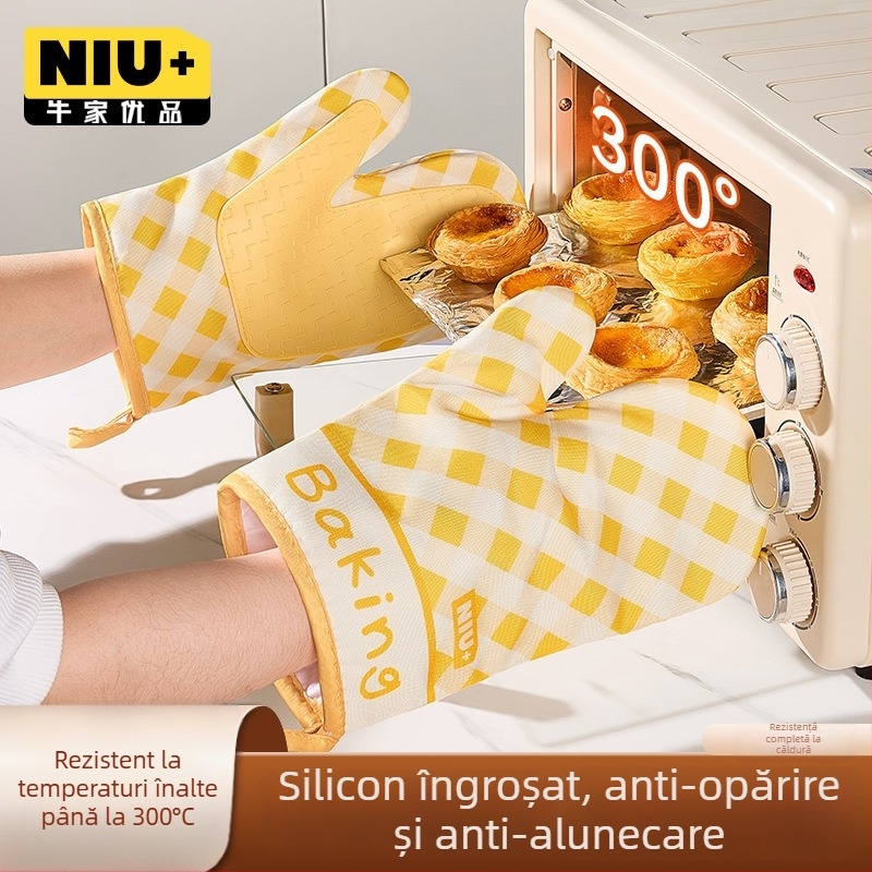 Mănuși din silicon rezistente la temperaturi înalte pentru cuptor și cuptor cu microunde, izolație termică, protecție împotriva arsurilor