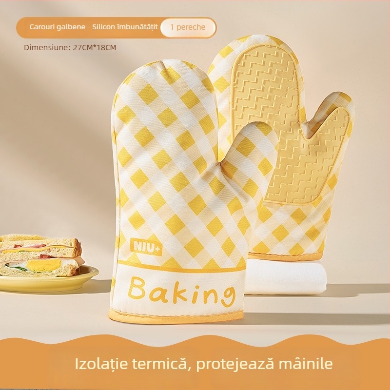 Mănuși din silicon rezistente la temperaturi înalte pentru cuptor și cuptor cu microunde, izolație termică, protecție împotriva arsurilor