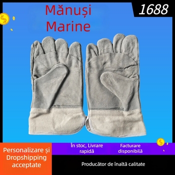 Mănuși pentru șantier naval, piele de vită, rezistente la căldură până la 200°C, izolație, abraziune-rezistente, echipament de siguranță pentru sudură, aderență antiderapantă