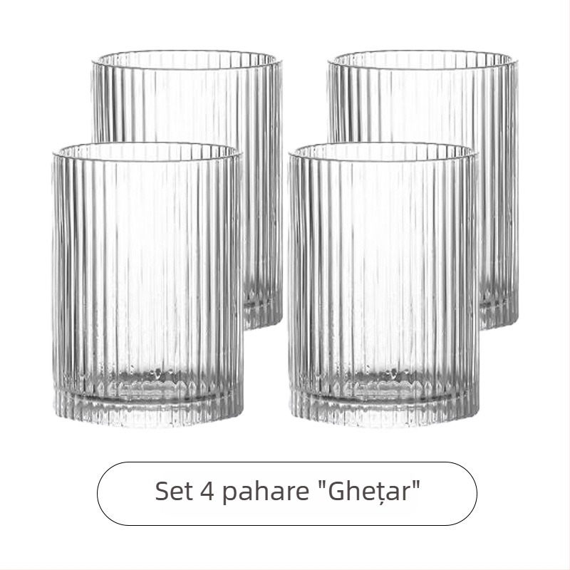 Pahar din sticlă borosilicat de 300 ml, textură glaciară, gros, stil japonez, fără mâner, pentru bere
