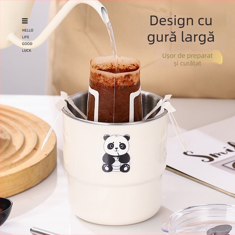 Cupe din oțel inoxidabil 304, grosime mare, protecție anti-arși, pentru cafea și ceai cu lapte, pentru băuturi calde și reci — stil coreean, design caricatură relaxat