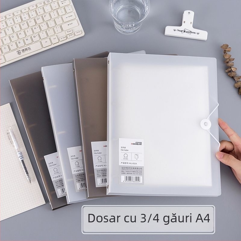 Dosar A4 cu 4 găuri pentru documente, teste și contracte, din plastic