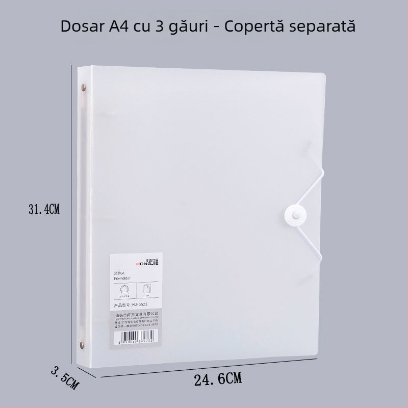 Dosar A4 cu 4 găuri pentru documente, teste și contracte, din plastic