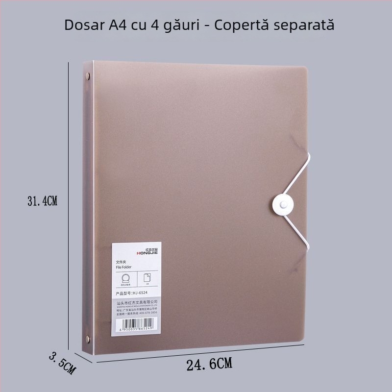 Dosar A4 cu 4 găuri pentru documente, teste și contracte, din plastic
