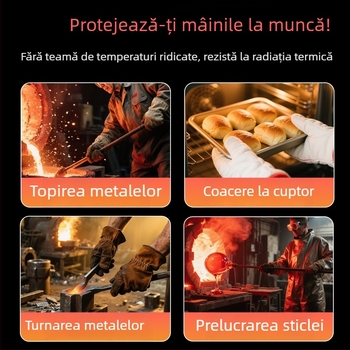 Mănuși cu folie de aluminiu pentru temperaturi înalte, izolație termică, sudură și grătar, rezistente la uzură, mănuși aramidice până la 500°C