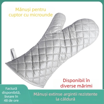 Mănuși de bucătărie rezistente la temperaturi înalte, argintii, în trei mărimi (Mare, Mediu, Mic), izolate pentru cuptor și cuptor cu microunde, 1 pereche