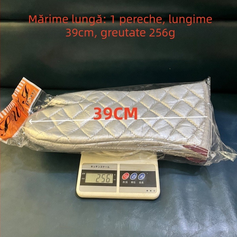 Mănuși de bucătărie rezistente la temperaturi înalte, argintii, în trei mărimi (Mare, Mediu, Mic), izolate pentru cuptor și cuptor cu microunde, 1 pereche