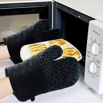 Mănuși izolante din bumbac cu silicon, groase și lungi, antiderapante, rezistente la temperaturi înalte, pentru cuptor cu microunde, cuptor și coacere, protecție împotriva arsurilor, CE.