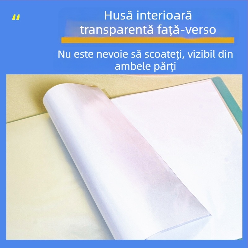 Mapă A4 pentru fișe și documente, transparentă color, pentru elevi, de la gimnaziu la liceu