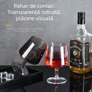 Pahar din plastic pentru vin roșu, stil european, pentru uz casnic, pahar de bar pentru brandy și whisky, cu picior scurt