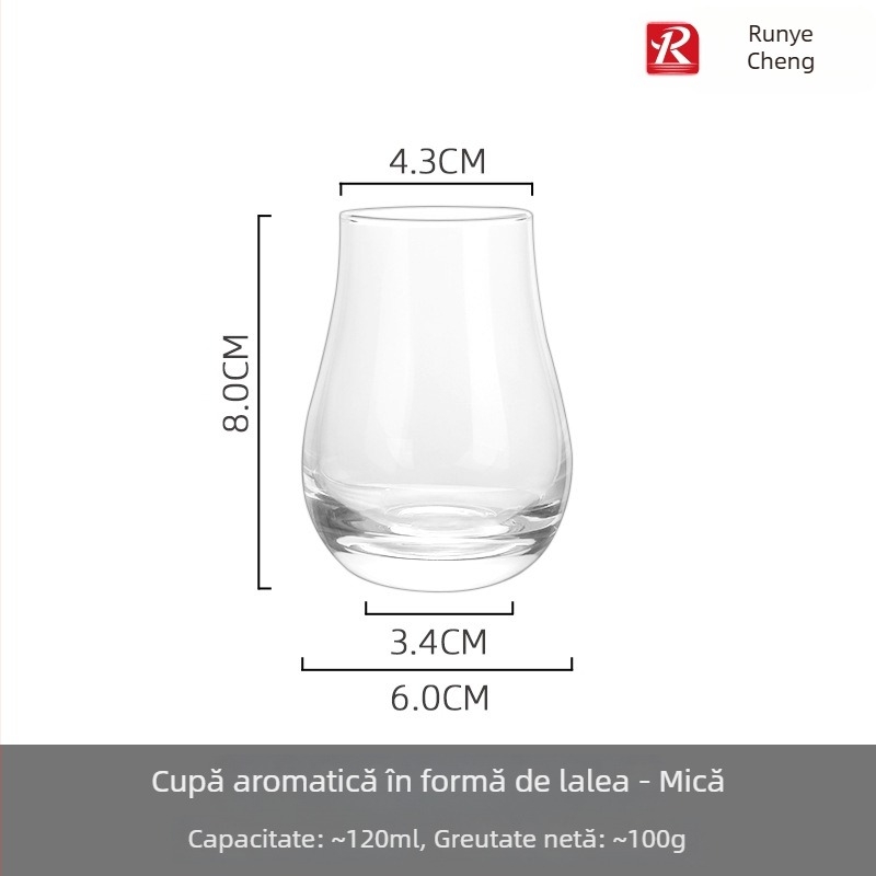 Pahar din sticlă pentru degustarea de whisky, aromat, stil japonez minimalist, formă de cochilie, pahar italian în stil tulipă
