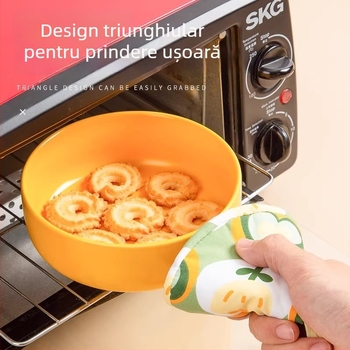Capac emailat de bucătărie – protecție anti-arși pentru capac, clips triunghi textil cu imprimeu drăguț, husă de protecție termică pentru mânerul oalei