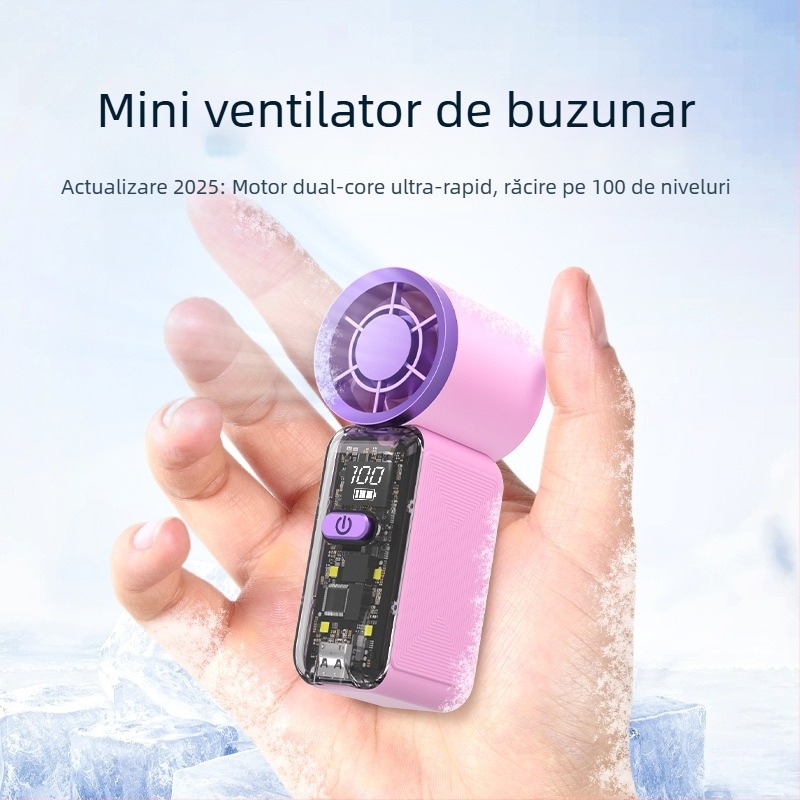 Ventilator portabil transparent, pentru birou și exterior, mini ventilator cu răcire, design de înaltă estetică