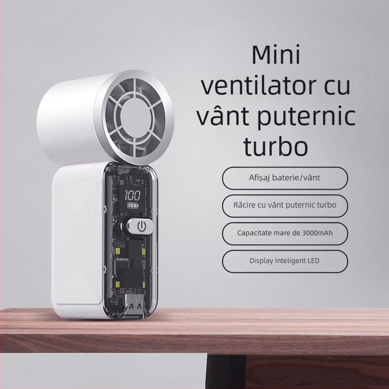 Ventilator portabil transparent, pentru birou și exterior, mini ventilator cu răcire, design de înaltă estetică
