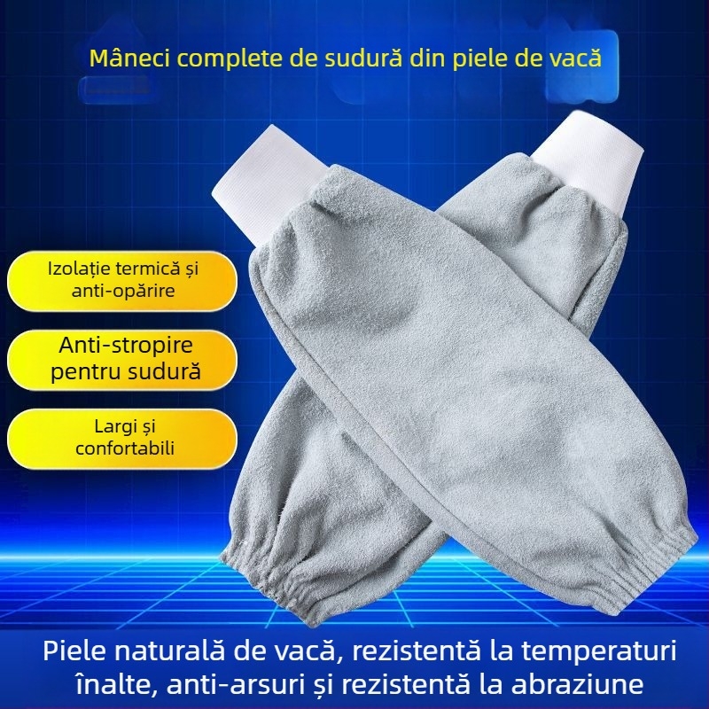 Manșete din piele naturală pentru sudură — confortabile, durabile, rezistente la stropi, la căldură, anti-murdărie