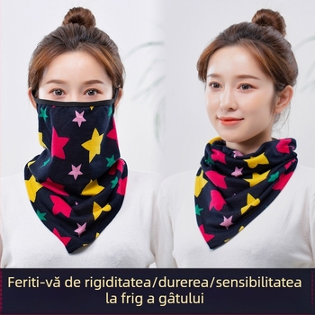 Fular de gât din cașmir, anti-vânt și cald pentru toamnă și iarnă, protecție solară și împotriva prafului, mască de față pentru ciclism în aer liber, cu bucle pentru urechi