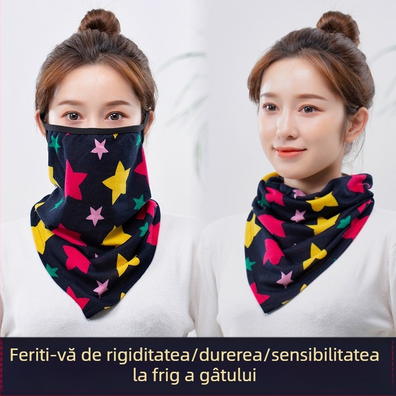 Fular de gât din cașmir, anti-vânt și cald pentru toamnă și iarnă, protecție solară și împotriva prafului, mască de față pentru ciclism în aer liber, cu bucle pentru urechi