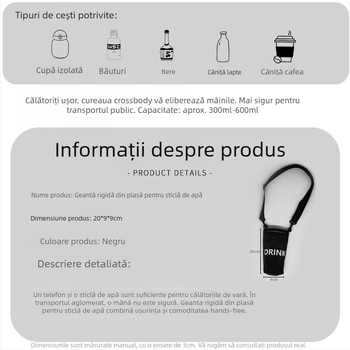 Geantă crossbody Kaixiu pentru apă, cu husă izolantă pentru pahar/termos