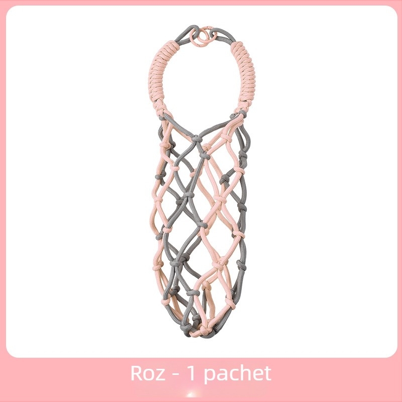 Geantă din plasă pentru sticlă de apă, sfoară din nylon împletită, geantă de mână portabilă pentru exterior, stil retro