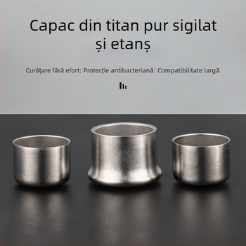Capac de cană din titan pur — antibacterian, menține prospețimea, capac pentru băut direct, compact și portabil