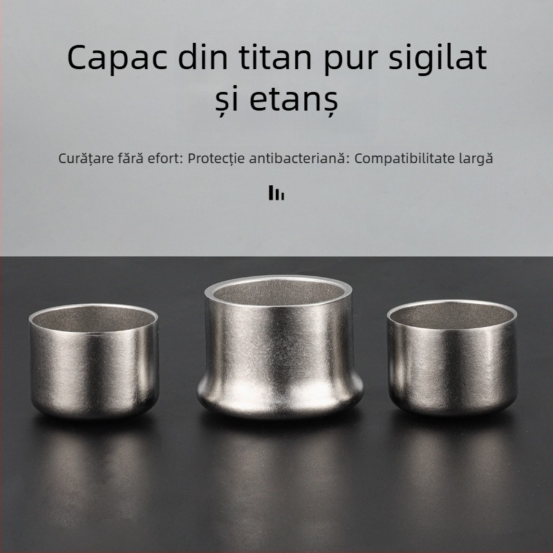 Capac de cană din titan pur — antibacterian, menține prospețimea, capac pentru băut direct, compact și portabil