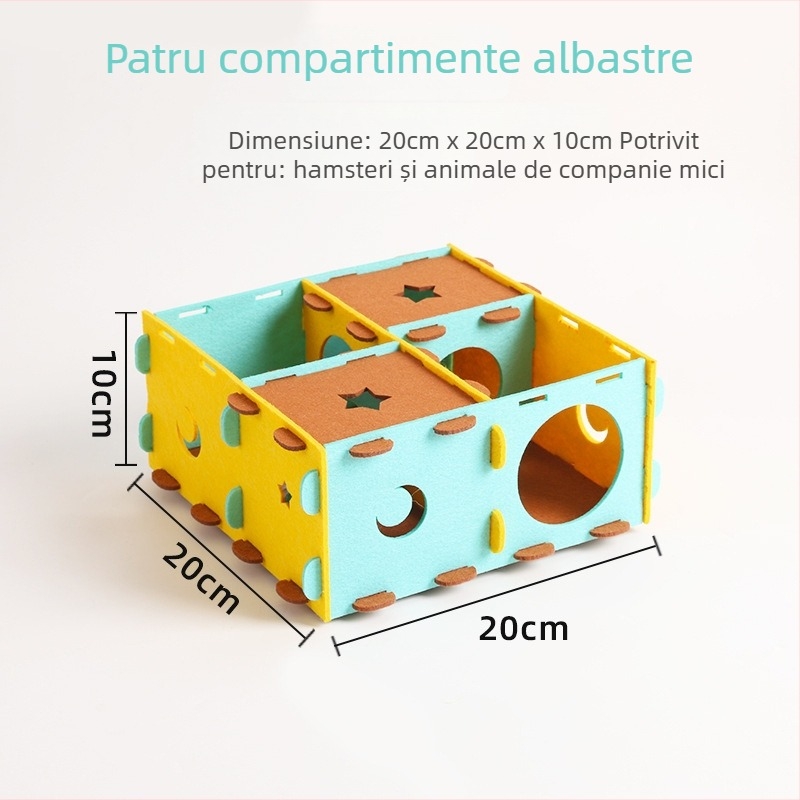Model de vară nou pentru hamster: labirint cu tunel, adăpost pentru odihnă și joacă – cuib de dormit integrat pentru hamsteri și porcușor de Guineea