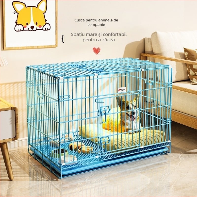 Cușcă de interior pentru animale de companie, spațiu generos, cu plasă metalică pliabilă pentru câini de talie medie și mică