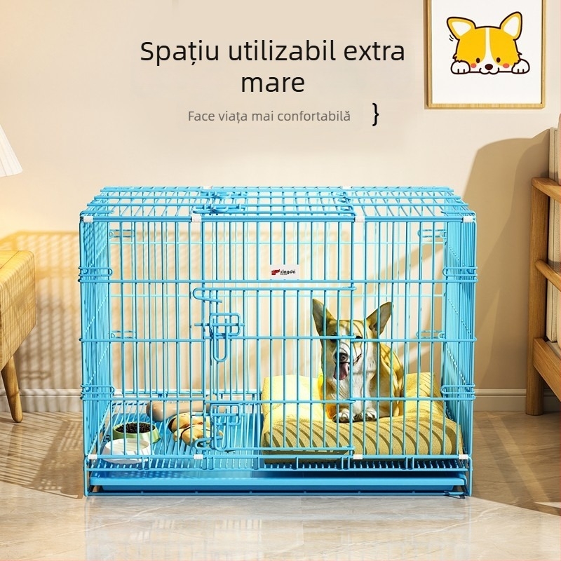 Cușcă de interior pentru animale de companie, spațiu generos, cu plasă metalică pliabilă pentru câini de talie medie și mică
