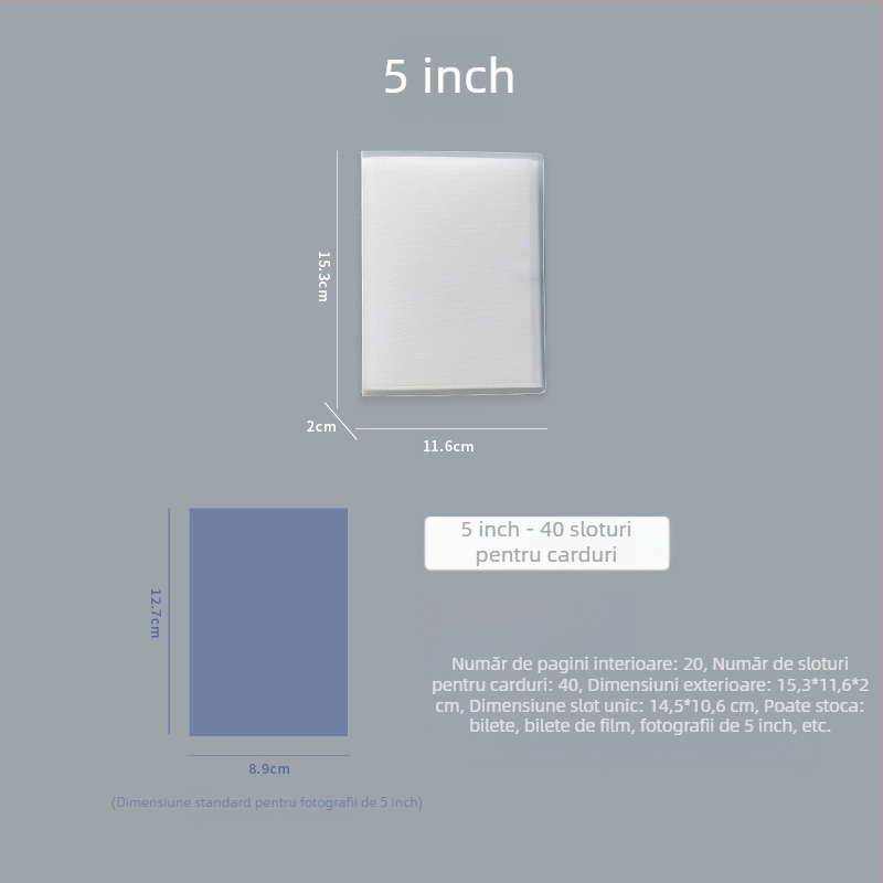 Album Polaroid din PP mat, stil Ins minimalist, capacitate mare, buzunare pentru depozitare, mai multe dimensiuni