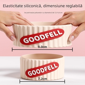 Manșon din silicon pentru ceașcă cu izolație, aderență antiderapantă, protecție elastică reglabilă pentru pahare din sticlă
