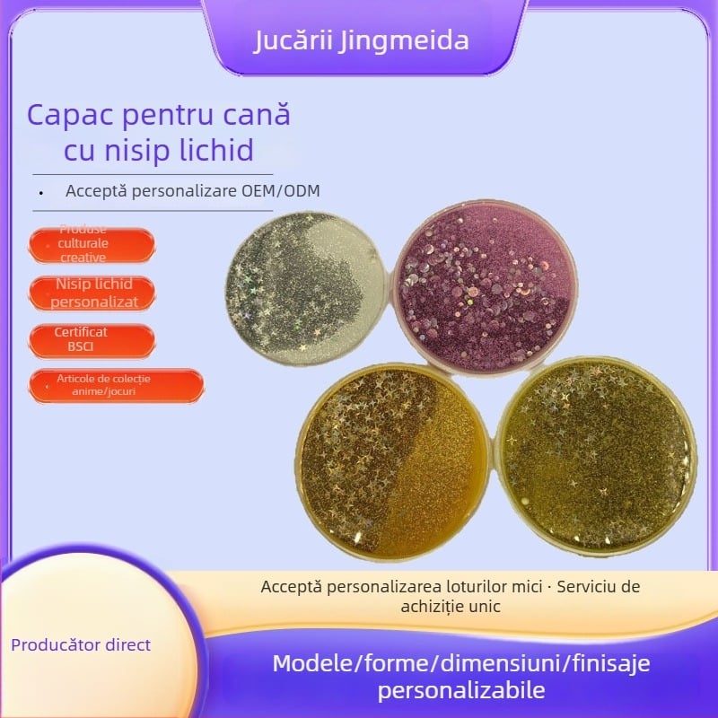 Capac de pahar pentru apă, culoare nisip, formă circulară de 73,5 mm, material de înaltă calitate, design personalizat, mostră disponibilă