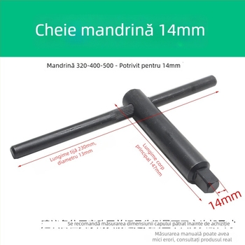 Cheie de mandrin neagră pentru mandrină cu trei și patru gheare, cap hexagonal, deschidere 160/200/250/320/400/500