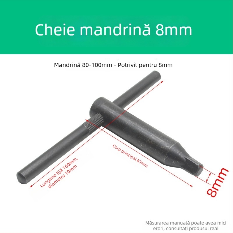 Cheie de mandrin neagră pentru mandrină cu trei și patru gheare, cap hexagonal, deschidere 160/200/250/320/400/500