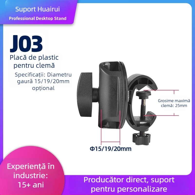 Suport podea pentru streaming live cu bară transversală pentru microfon, clemă universală din plastic, plăcuță de prindere și braț de creștere