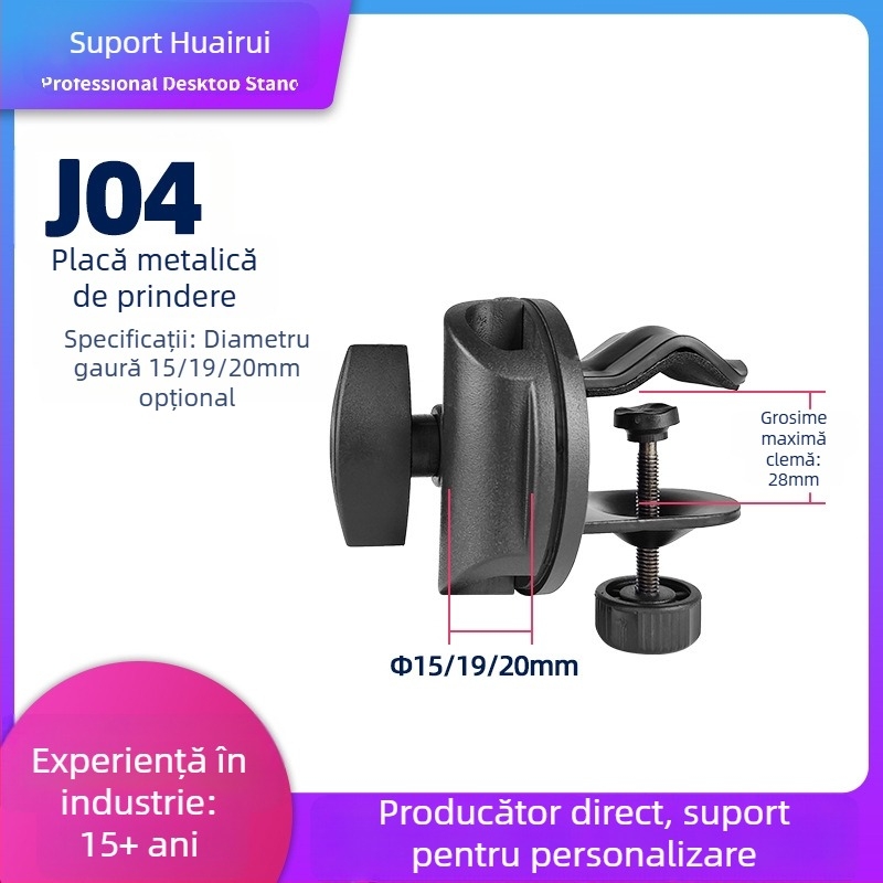 Suport podea pentru streaming live cu bară transversală pentru microfon, clemă universală din plastic, plăcuță de prindere și braț de creștere