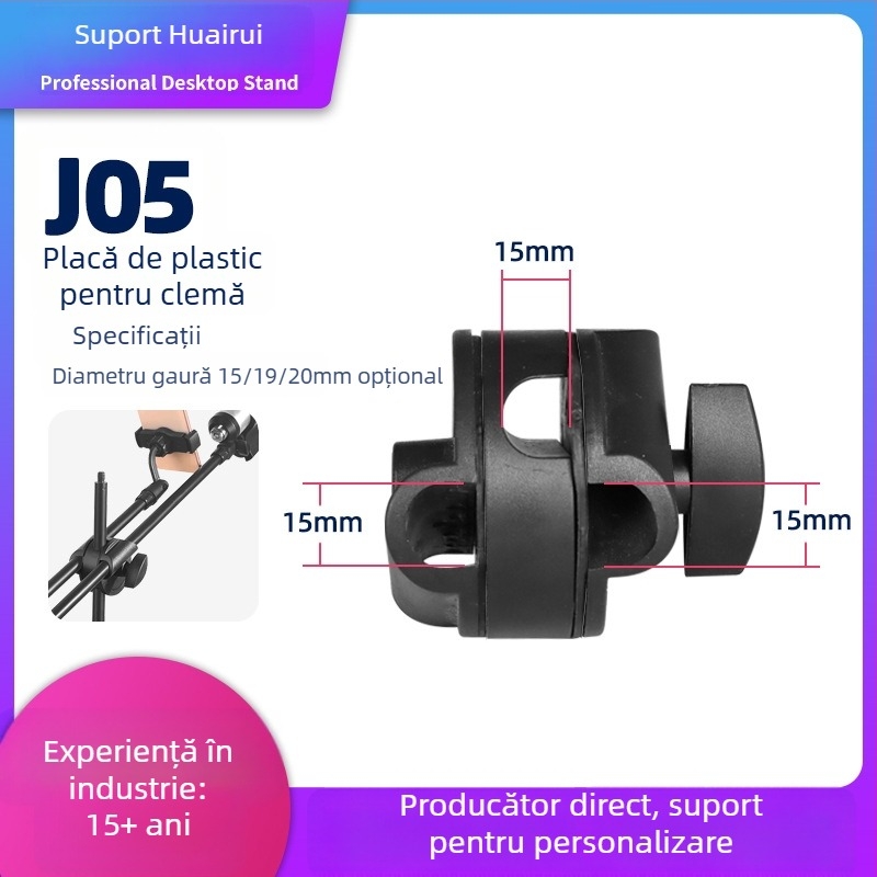Suport podea pentru streaming live cu bară transversală pentru microfon, clemă universală din plastic, plăcuță de prindere și braț de creștere