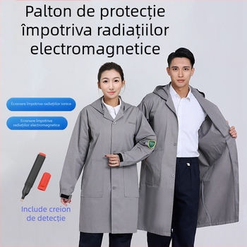 Palton din fibre metalice cu protecție împotriva radiațiilor electromagnetice, îmbrăcăminte de lucru, protecție la radiații, îmbrăcăminte anti-statice pentru unde electromagnetice, palton de lungime medie