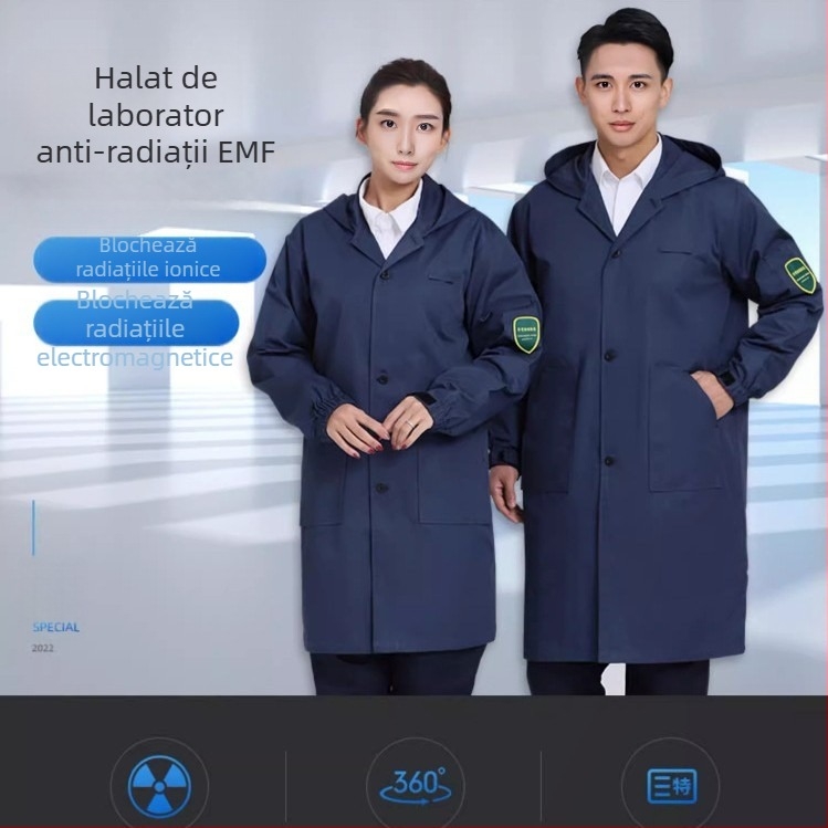 Palton din fibre metalice cu protecție împotriva radiațiilor electromagnetice, îmbrăcăminte de lucru, protecție la radiații, îmbrăcăminte anti-statice pentru unde electromagnetice, palton de lungime medie
