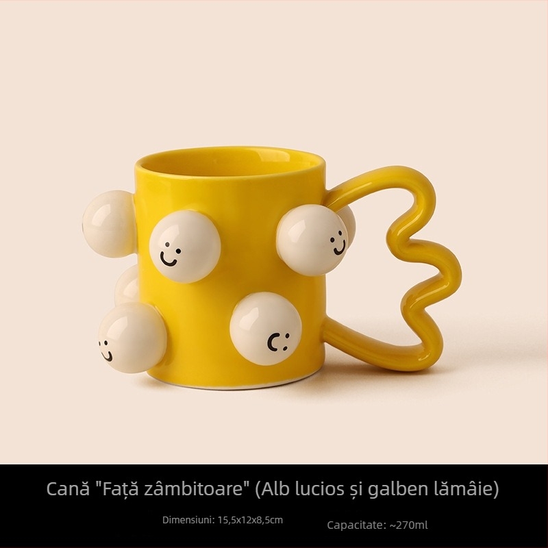 Behanmei cană ceramică cu față zâmbitoare – cuplu drăguț, ceașcă de cafea, cadou frumos pentru ea