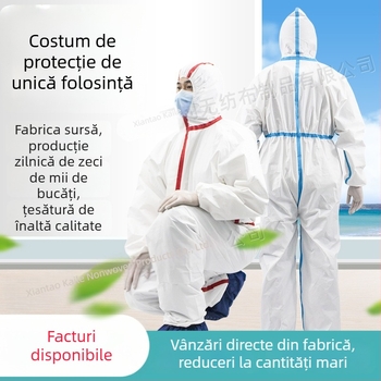 Combine de protecție de unică utilizare cu glugă, din țesătură nețesută cu membrană respirabilă, protecție la praf și anti-epidemică