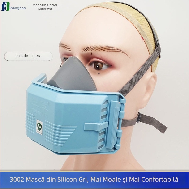 Shengbao 3002 Mască de praf din silicon – Half-face industrială pentru protecția împotriva prafului