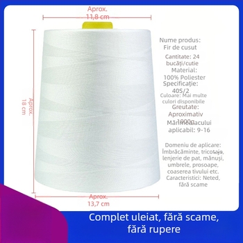 Ață de cusut din poliester, 1 kg, tambur mare 402, fir Pagoda pentru îmbrăcăminte, puternic și continuu